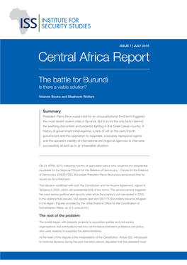Central Africa Report: the Battle for Burundi