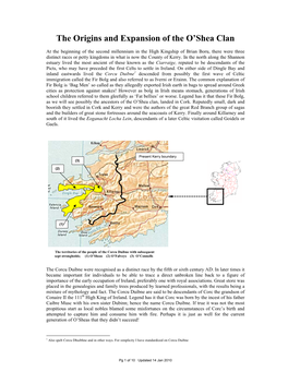 The Origins and Expansion of the O'shea Clan