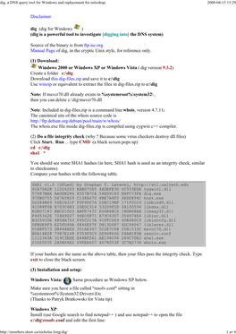 Dig, a DNS Query Tool for Windows and Replacement for Nslookup 2008-04-15 15:29