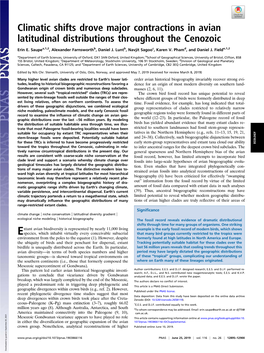 Climatic Shifts Drove Major Contractions in Avian Latitudinal Distributions Throughout the Cenozoic