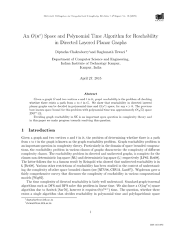 Space and Polynomial Time Algorithm for Reachability in Directed Layered Planar Graphs