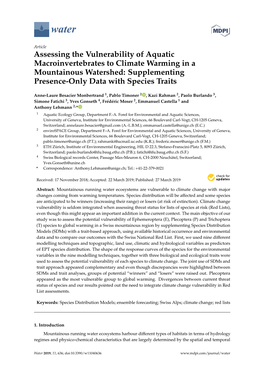Assessing the Vulnerability of Aquatic Macroinvertebrates to Climate Warming in a Mountainous Watershed: Supplementing Presence-Only Data with Species Traits