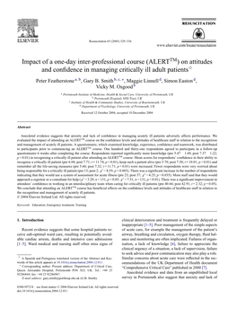 (ALERT ) on Attitudes and Confidence in Managing Critically Ill Adult Patients