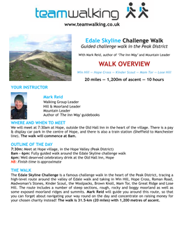 Edale Skyline Challenge Walk Guided Challenge Walk in the Peak District