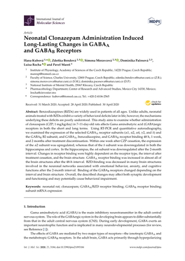 Neonatal Clonazepam Administration Induced Long-Lasting Changes in GABAA and GABAB Receptors