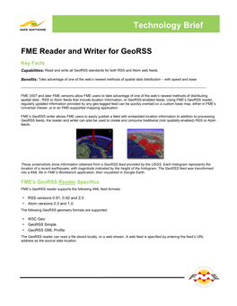 Technology Brief FME Reader and Writer for Georss