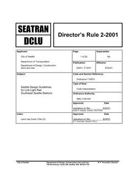 DCLU Director's Rule 2-2001, Seattle Design Guidelines for Link Light