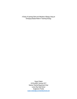 A Study of Learning Gains and Attitudes in Biology Using an Emerging Disease Model in Teaching Ecology