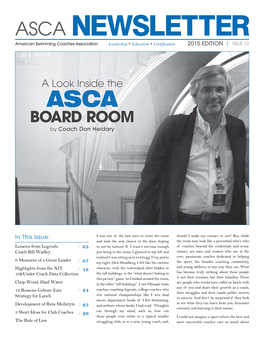 ASCA Newsletter American Swimming Coaches Association Leadership • Education • Certification 2015 Edition | Issue 12