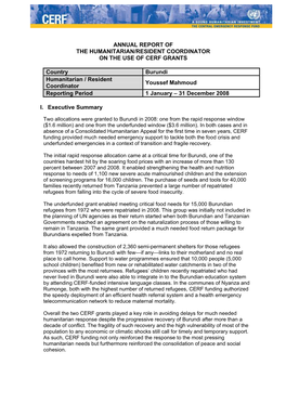 Burundi CERF Narrative Report 2008.Pdf