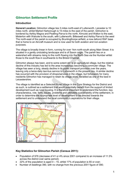 Gilmorton Settlement Profile Introduction