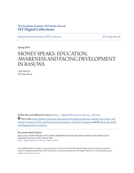EDUCATION, AWARENESS and FACING DEVELOPMENT in RASUWA Ariel Murray SIT Study Abroad