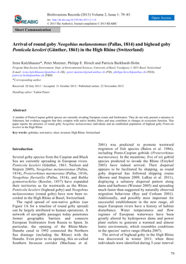 Arrival of Round Goby Neogobius Melanostomus (Pallas, 1814) and Bighead Goby Ponticola Kessleri (Günther, 1861) in the High Rhine (Switzerland)