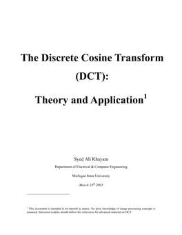 The Discrete Cosine Transform (DCT): Theory and Application