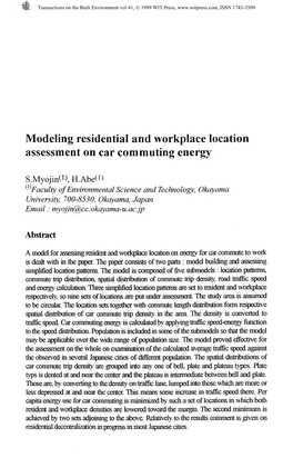 Modeling Residential and Workplace Location Assessment on Car Commuting Energy