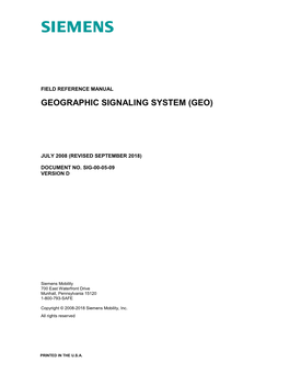 Geographic Signaling System (Geo)
