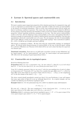 3 Lecture 3: Spectral Spaces and Constructible Sets