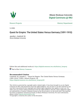 The United States Versus Germany (1891-1910)