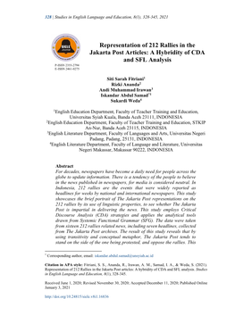 Representation of 212 Rallies in the Jakarta Post Articles: a Hybridity of CDA