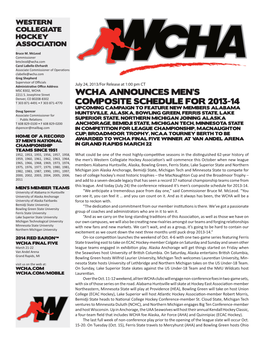 Wcha Announces Men's Composite Schedule For