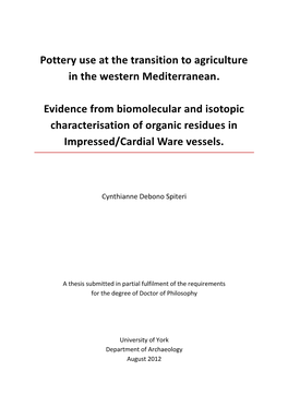 Pottery Use at the Transition to Agriculture in the Western Mediterranean