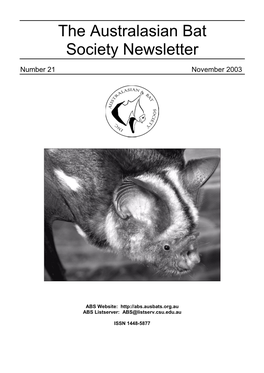 Australasian Bat Society Newsletter