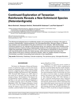 Continued Exploration of Tanzanian Rainforests Reveals a New Echiniscid Species (Heterotardigrada)