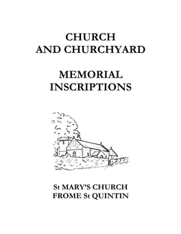 Church and Churchyard Memorial Inscriptions