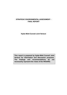 Strategic Environmental Assessment : Final Report