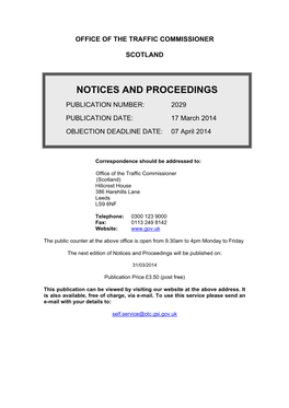 Notices and Proceedings: Scotland: 17 March 2014