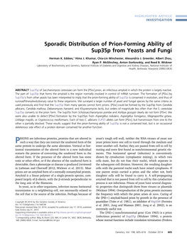 Sporadic Distribution of Prion-Forming Ability of Sup35p from Yeasts and Fungi