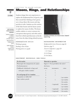 Lesson 3: Moons, Rings Relationships