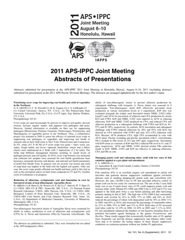 2011 APS-IPPC Joint Meeting Abstracts of Presentations