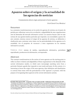 287 Apuntes Sobre El Origen Y La Actualidad De Las Agencias De