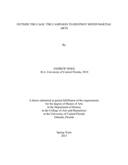 Outside the Cage: the Campaign to Destroy Mixed Martial Arts