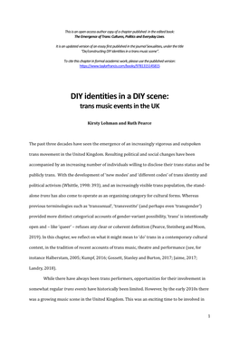 DIY Identities in a DIY Scene: Trans Music in the UK