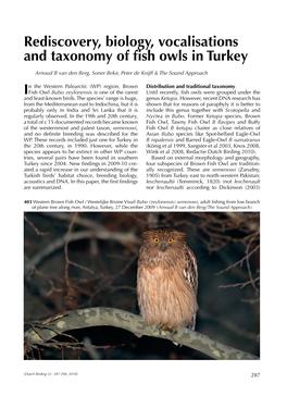 Rediscovery, Biology, Vocalisations and Taxonomy of Fish Owls in Turkey
