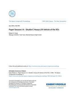 Paper Session IA-Shuttle-C Heavy-Lift Vehicle of the 90'S