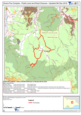 Ovens Fire Complex - Public Land and Road Closures - Updated 9Th Dec 2019