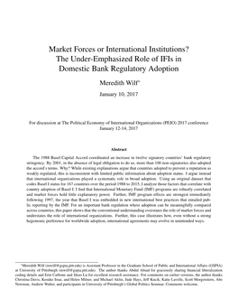 Market Forces Or International Institutions? the Under-Emphasized Role of Ifis in Domestic Bank Regulatory Adoption