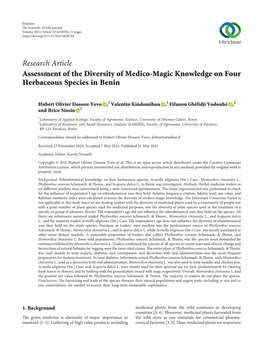 Assessment of the Diversity of Medico-Magic Knowledge on Four Herbaceous Species in Benin