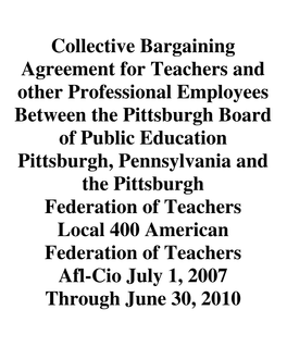 Collective Bargaining Agreement for Teachers and Other Professional
