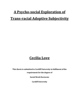 A Psycho-Social Exploration of Trans-Racial Adoptive Subjectivity