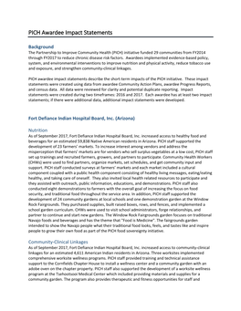 PICH Awardee Impact Statements