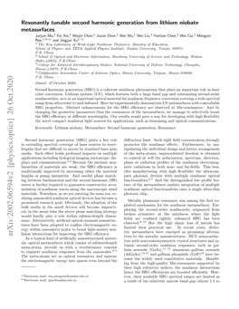 Arxiv:2002.06594V2 [Physics.Optics] 26 Oct 2020 Tives to the Metallic Nanostructures