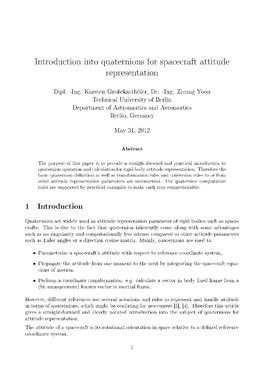 Introduction Into Quaternions for Spacecraft Attitude Representation