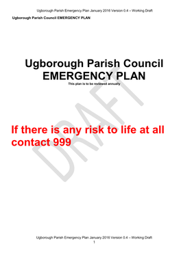 Ugborough Parish Council EMERGENCY PLAN If There Is Any