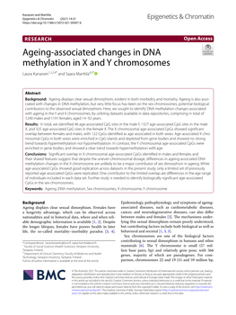 Ageing-Associated Changes in DNA Methylation in X and Y Chromosomes