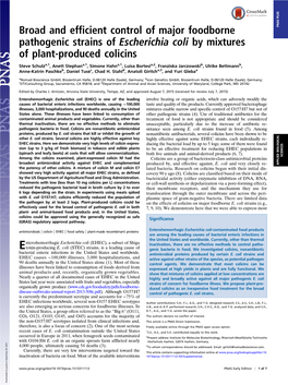 Broad and Efficient Control of Major Foodborne Pathogenic Strains Of