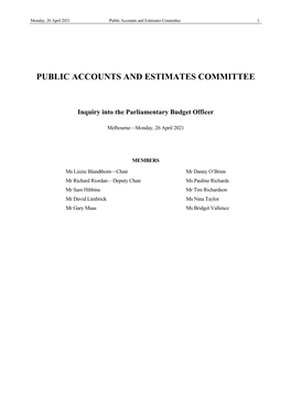 Public Accounts and Estimates Committee 1